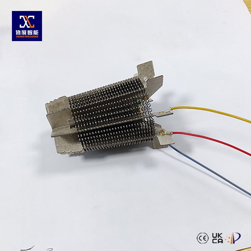 side view of XZ-M905 heating rack assembly showing wire layout and structural alignment